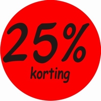 Etiket fluor rood 35mm 25% korting 500/r