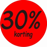 Etiket fluor rood 35mm 30% korting 500/r