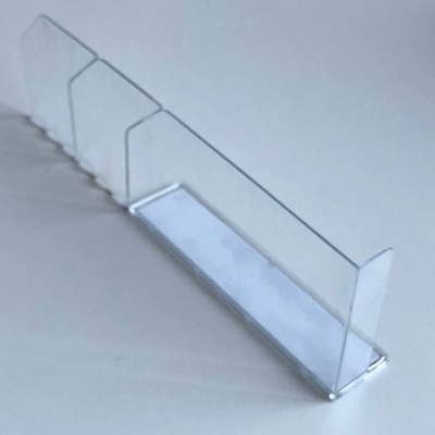 Schapverdeler kunststof 66.5, 100 of 125 cm, set 2 stuks voor verdeling op een metalen schap
