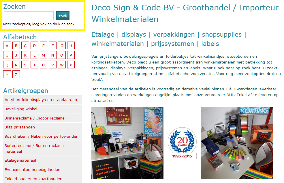 zoekbalk hoofdpagina